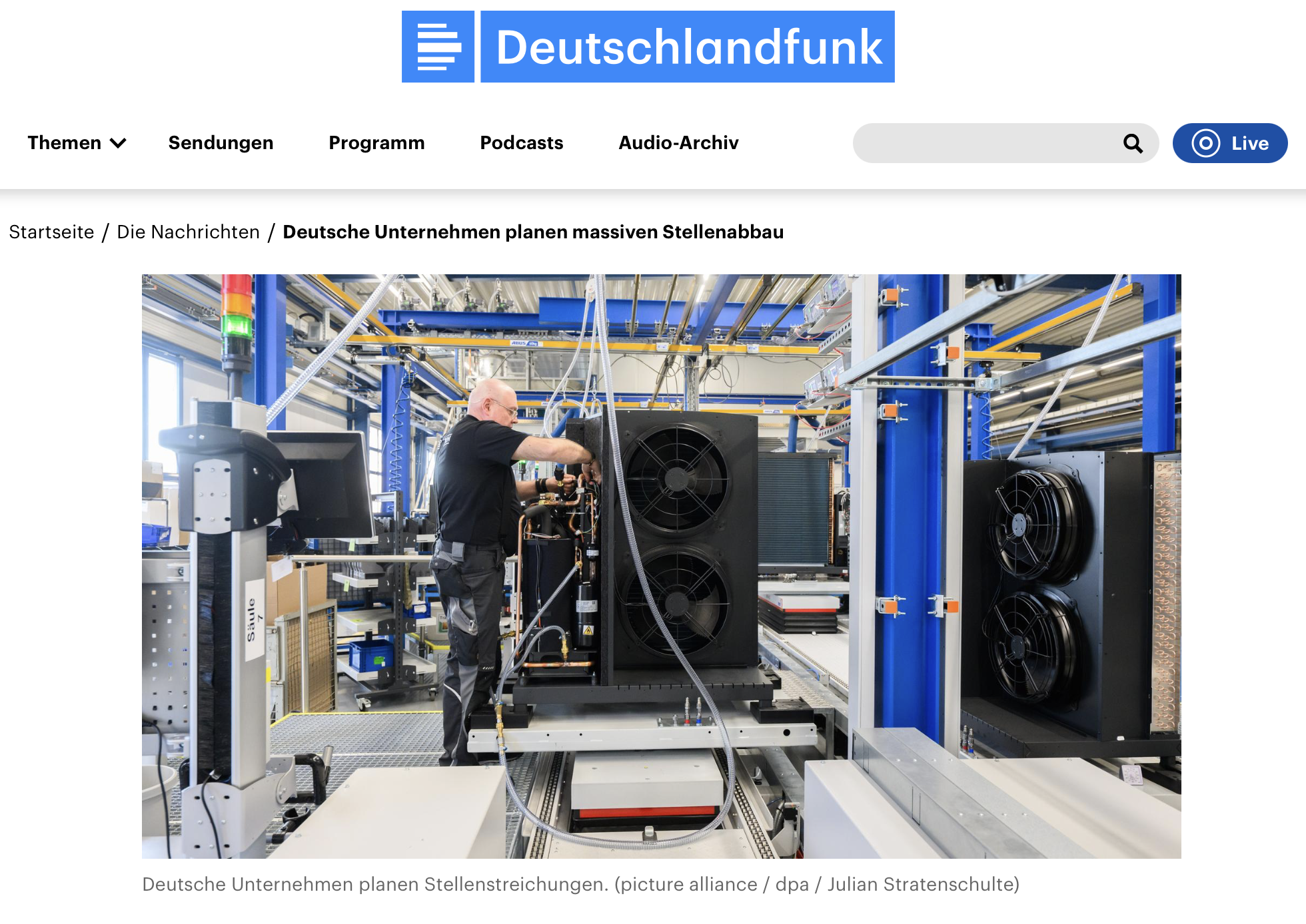 Schlechte Wirtschaftslage - Deutsche Unternehmen planen massiven Stellenabbau